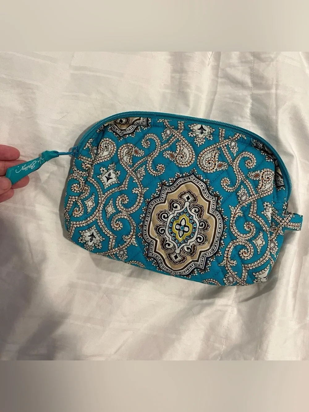 Vintage Vera Bradley Small Turquoise Paisley Quilted Pouch